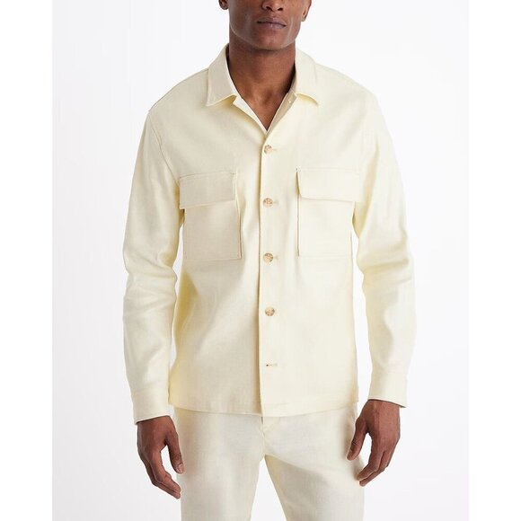 EXPRESS EXTRA SLIM YELLOW LINEN-BLEND SHIRT JACKET MEDIUM RETAIL $149 NEW - Picture 2 of 8